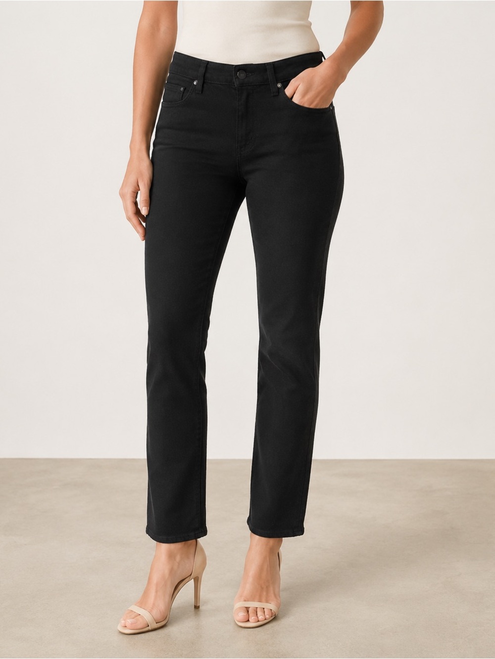 PAIGE Black Slim Straight Leg Jeans Size 28 Ankle Length